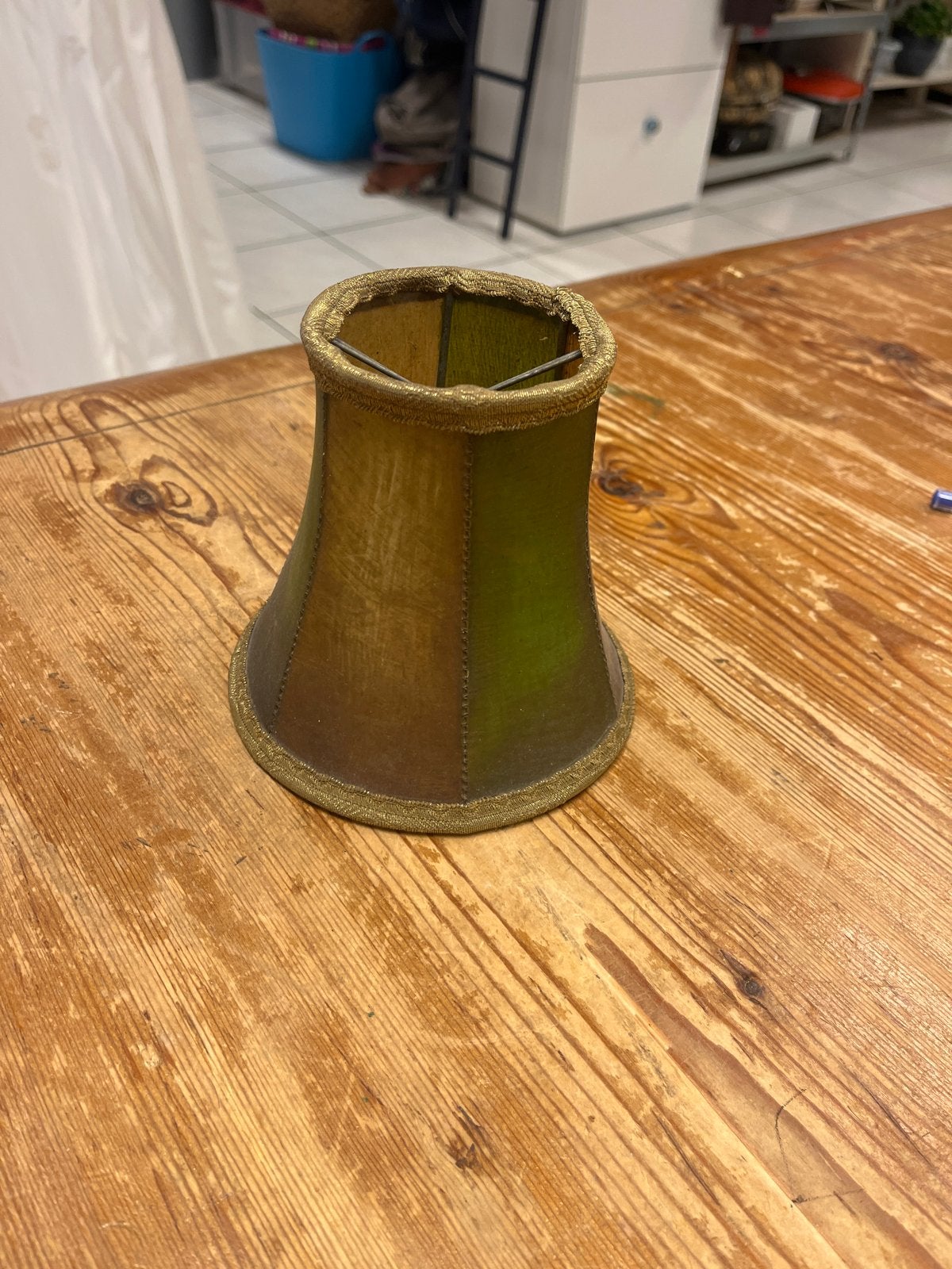 Vintage lampenkapje groen/bruin, Ophalen, Gebruikt, Bruin, Nvt