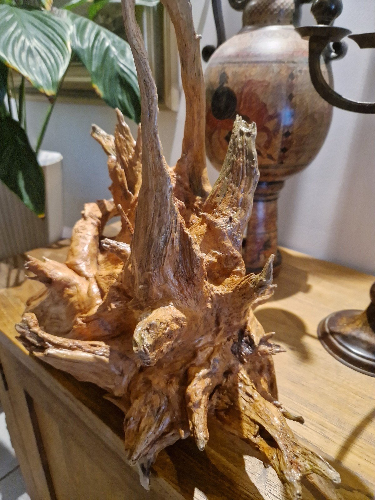 Decoratieve Houtstronk - Uniek Natuurlijk Kunstwerk, Hout, Gebruikt, Ophalen of Verzenden, Landelijk