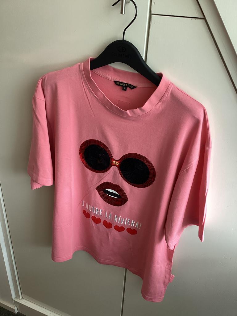 Goldbergh roze la reine shirt maat L nieuwstaat, Maat 42/44 (L), Ophalen of Verzenden, Zo goed als nieuw, Korte mouw