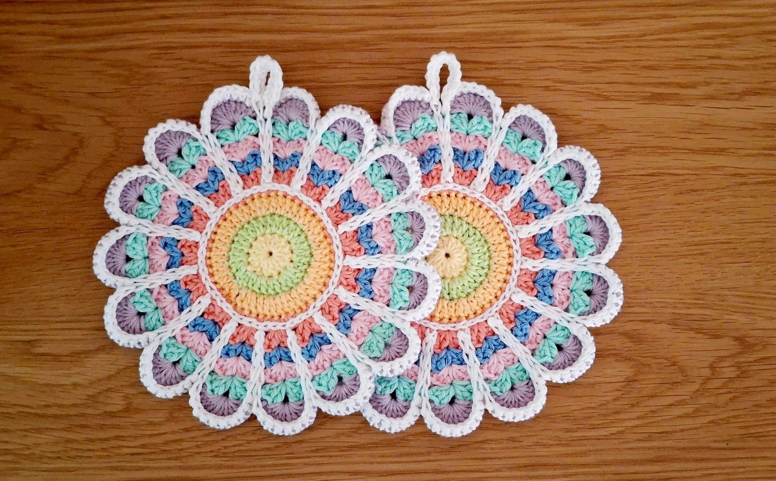 Nieuwe gehaakte pannenlappen - set van 2, Overige typen, Nieuw, Ophalen of Verzenden, Natuurlijk materiaal