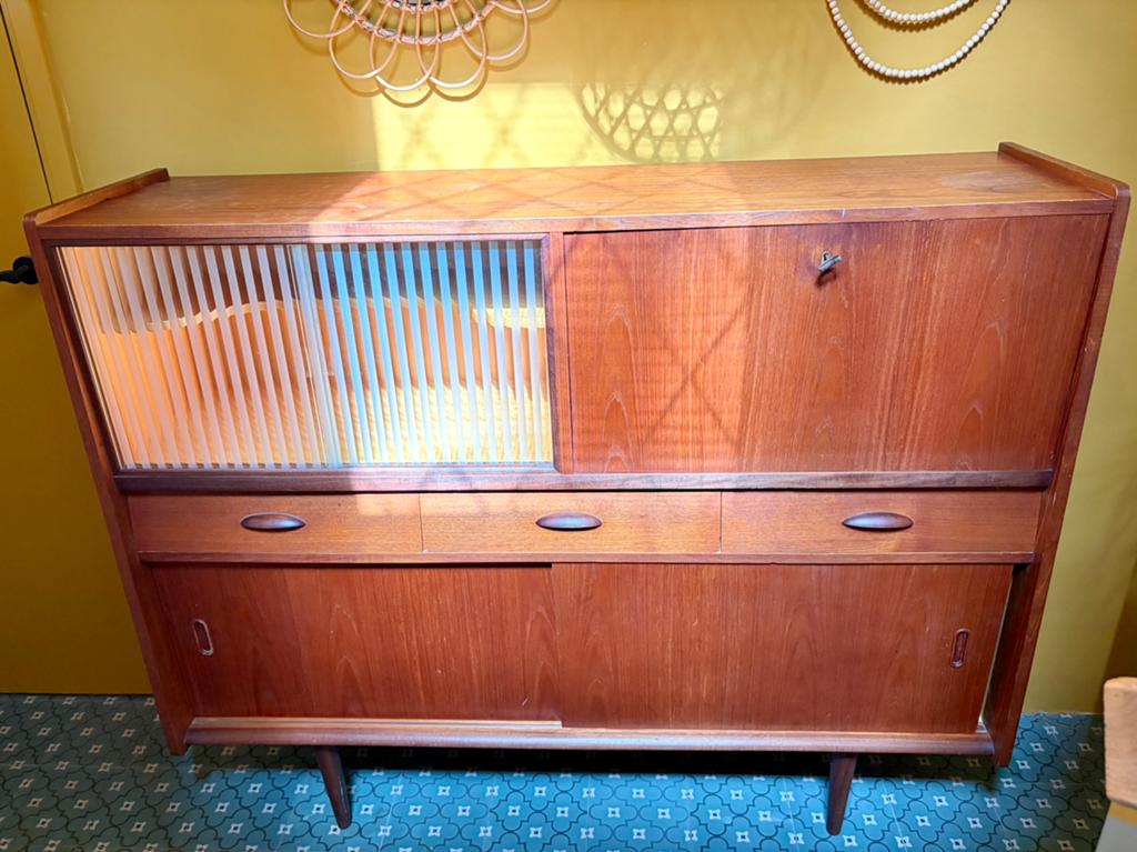 Retro highboard vintage wandkast, Ophalen, Gebruikt, 100 tot 150 cm, Minder dan 150 cm