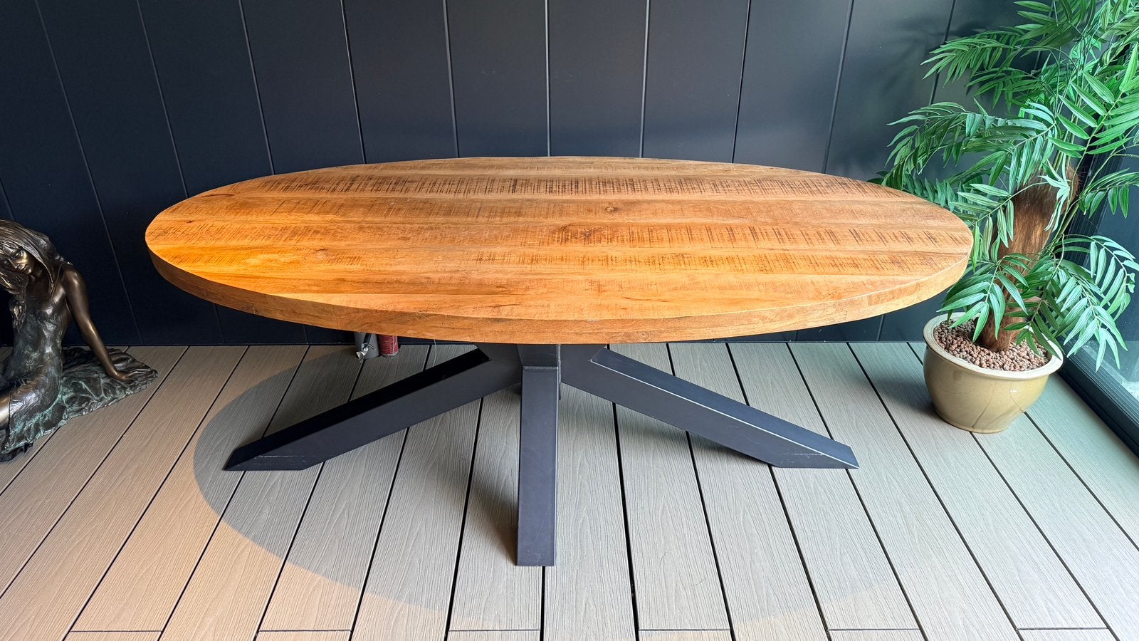 Eetkamertafel Mango hout 200x100 met spinpoot, Ophalen, 100 tot 150 cm, 200 cm of meer, Zo goed als nieuw