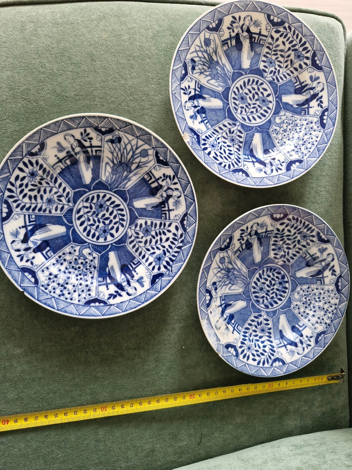 Set van 3 antieke Chinese blauw-witte borden Lange Lijs, Antiek en Kunst, Ophalen of Verzenden