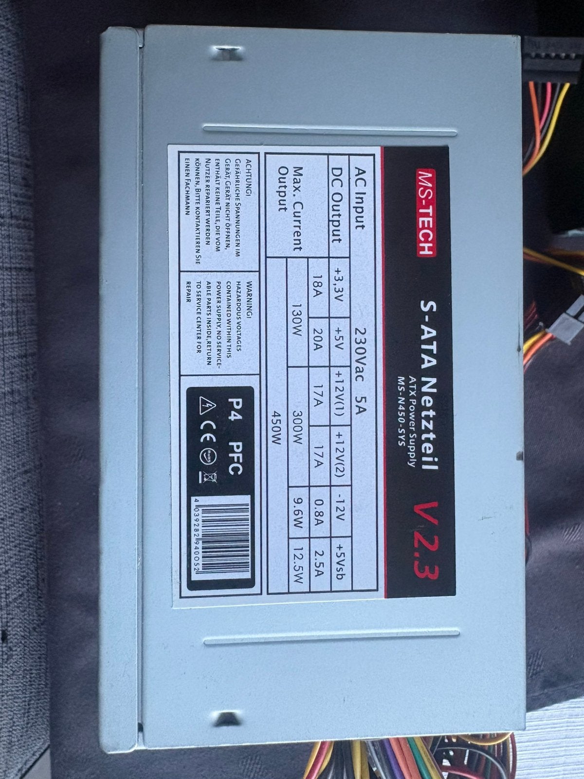 Ms tech 450 watt voeding, Ophalen of Verzenden, Gebruikt