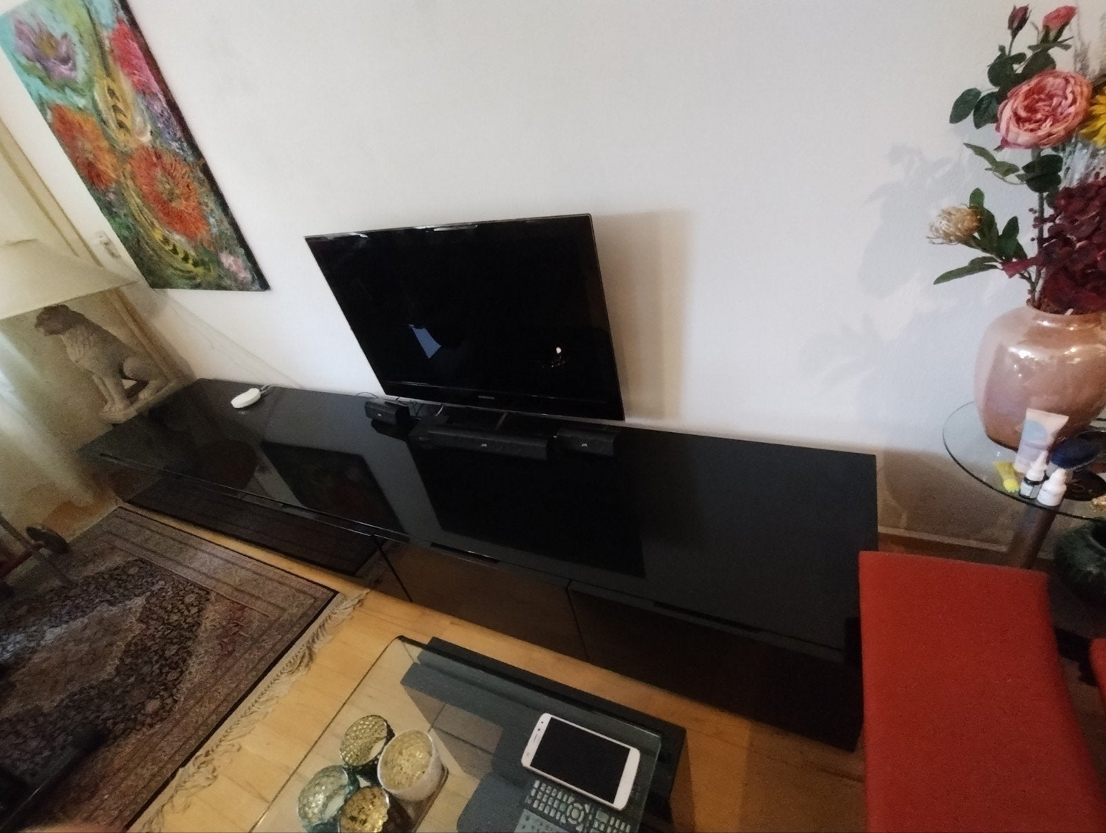 Poliform Design Zwart hoogglans tv-meubel met opbergruimte, Ophalen, Gebruikt, Overige materialen, Modern