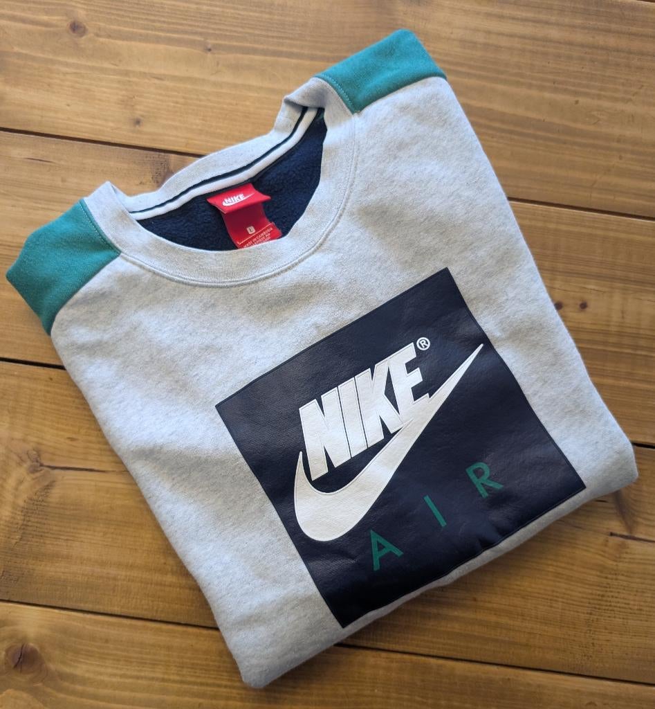 Nike Air Fleece Crew Sweatshirt – Colorblock Maat L, Ophalen of Verzenden, Gedragen, Maat 52/54 (L), Groen