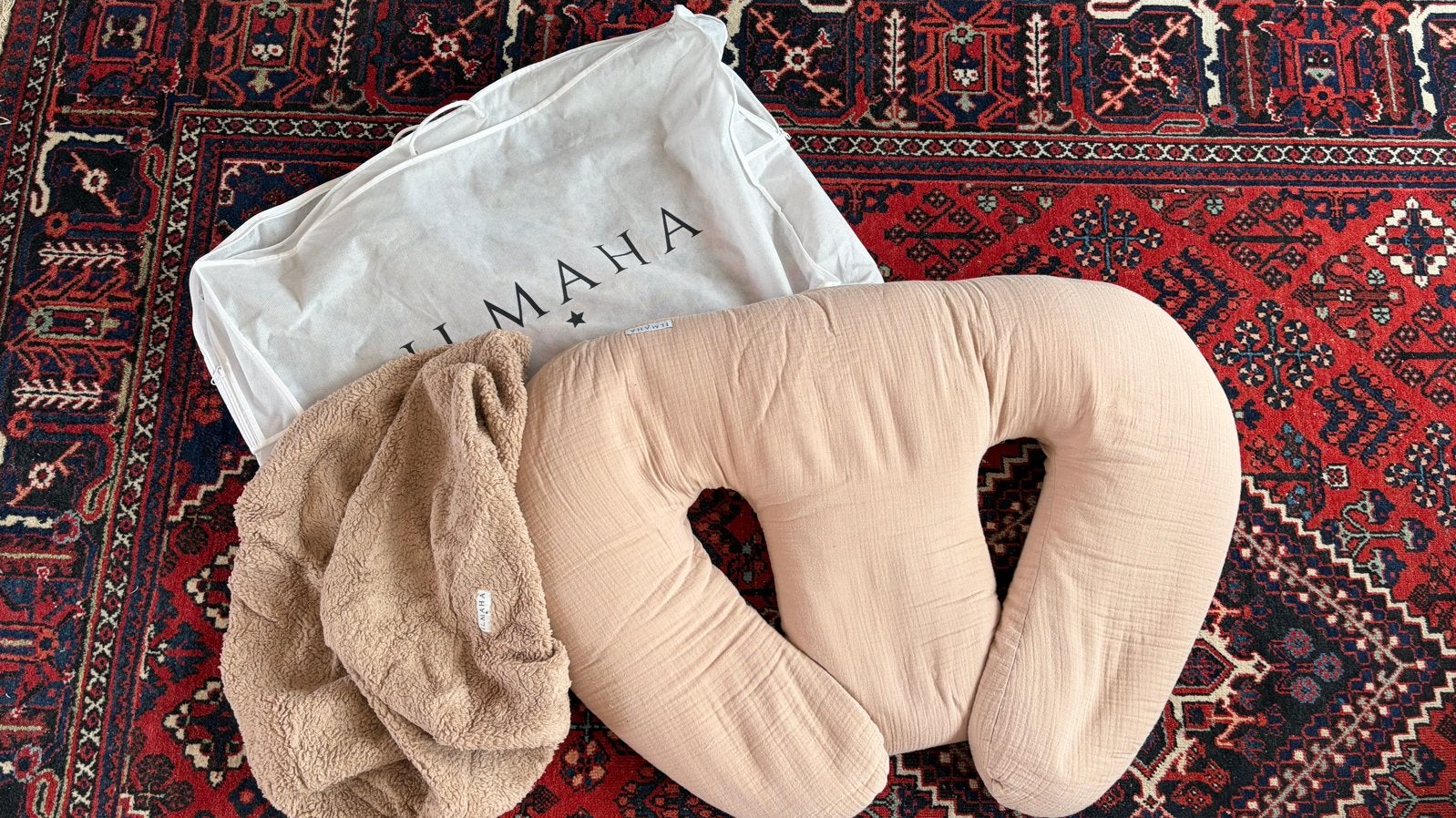 Ilmaha tweelingkussen voedingskussen met relaxhoes teddy, Ophalen of Verzenden, Gebruikt