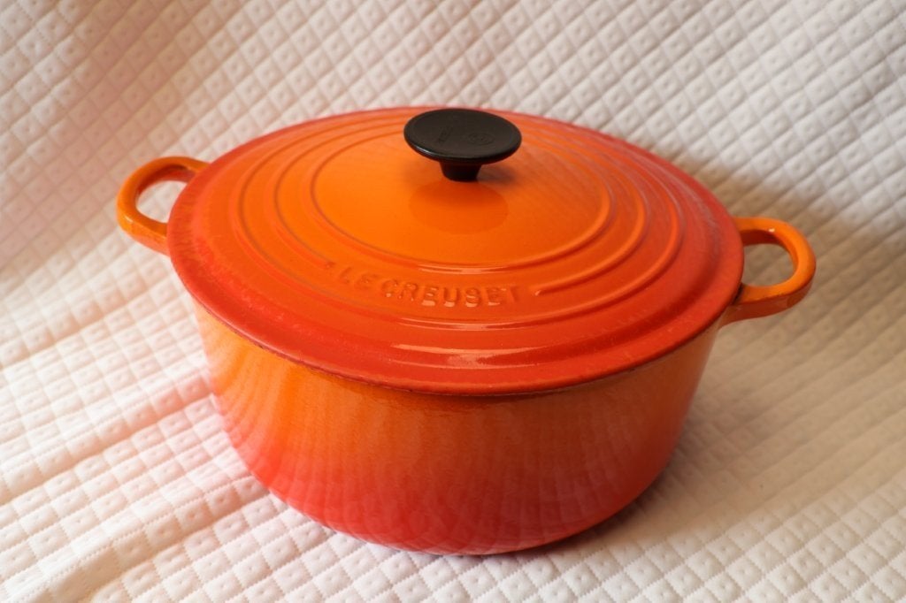 Le Creuset Cocotte Stoofpan 26 cm, Huis en Inrichting, Keuken | Potten en Pannen, Gebruikt, Gietijzer, Ophalen of Verzenden, Keramische plaat