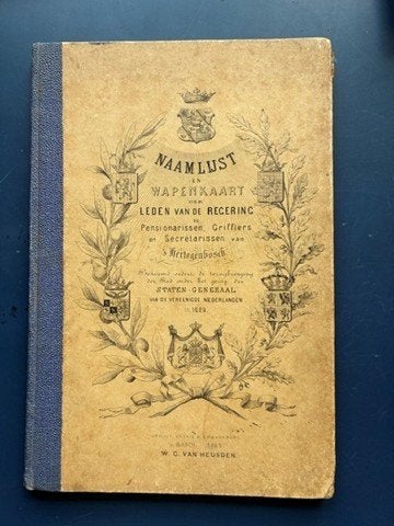 Naamlijst 1863 en wapenkaart Pensionarissen 's Hertogenbosch, Gelezen, 19e eeuw, R.A. van Zuijlen, Ophalen of Verzenden