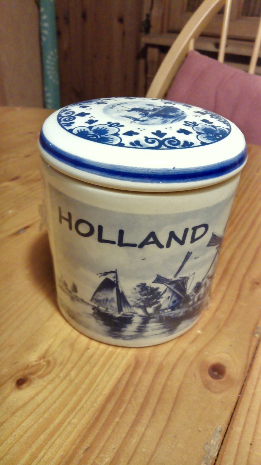 Delfts Blauw Holland Voorraadpot - Handgeschilderd, Antiek en Kunst, Ophalen of Verzenden