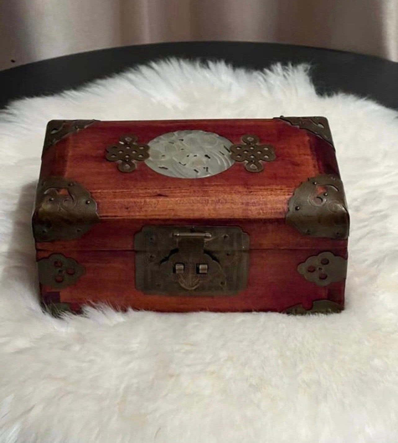 Chinees sieraden doosje van hout met messing, Ophalen of Verzenden, Bruin