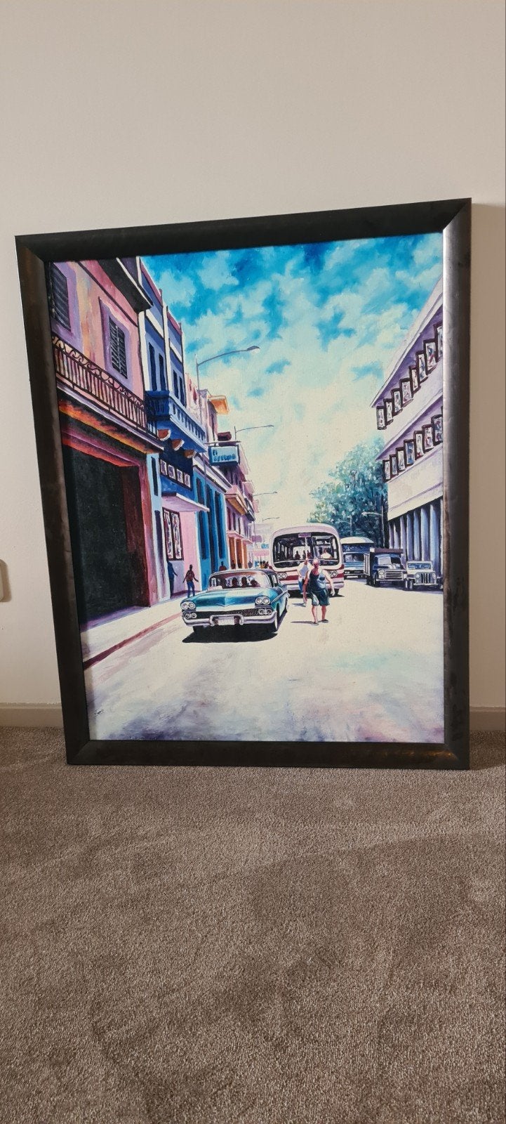 Schilderij Cubaans Straatbeeld - 25.5x32 cm, Ophalen of Verzenden