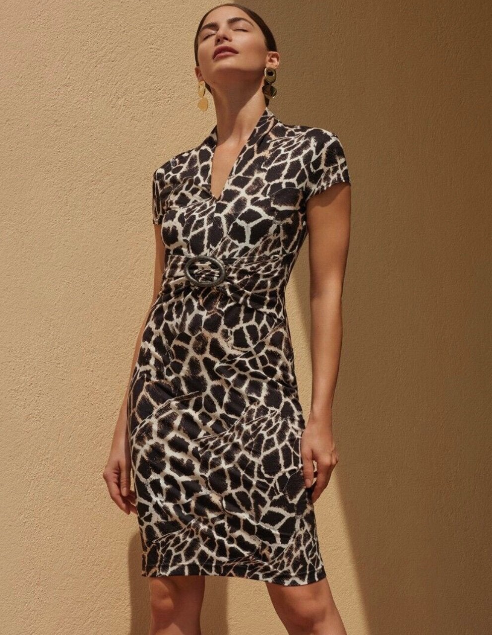 Ribkoff elegante jurk naturelkleuren animalprint maat 38, Maat 38/40 (M), Meerkleurig, Ophalen of Verzenden, Zo goed als nieuw