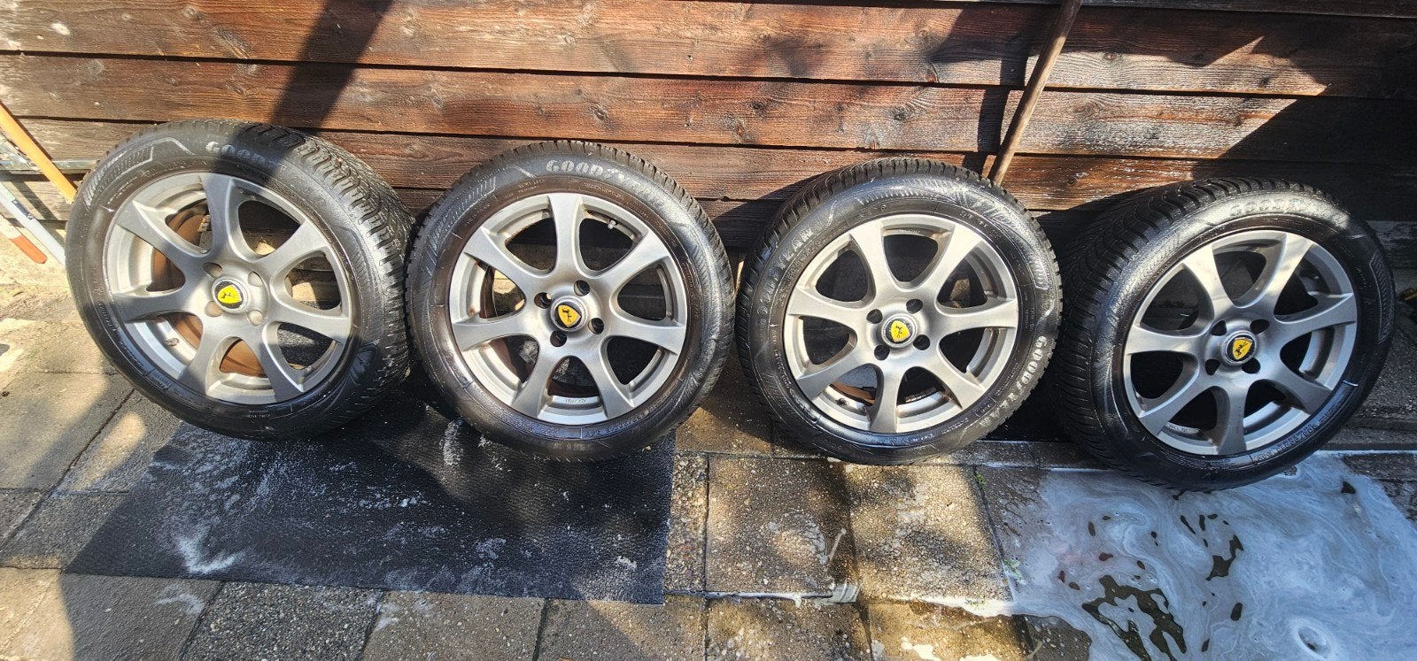 4x Goodyear 4 seizoen 16 inch +  M.Velgen en reservewiel., Ophalen, Gebruikt, 16 inch, Banden en Velgen