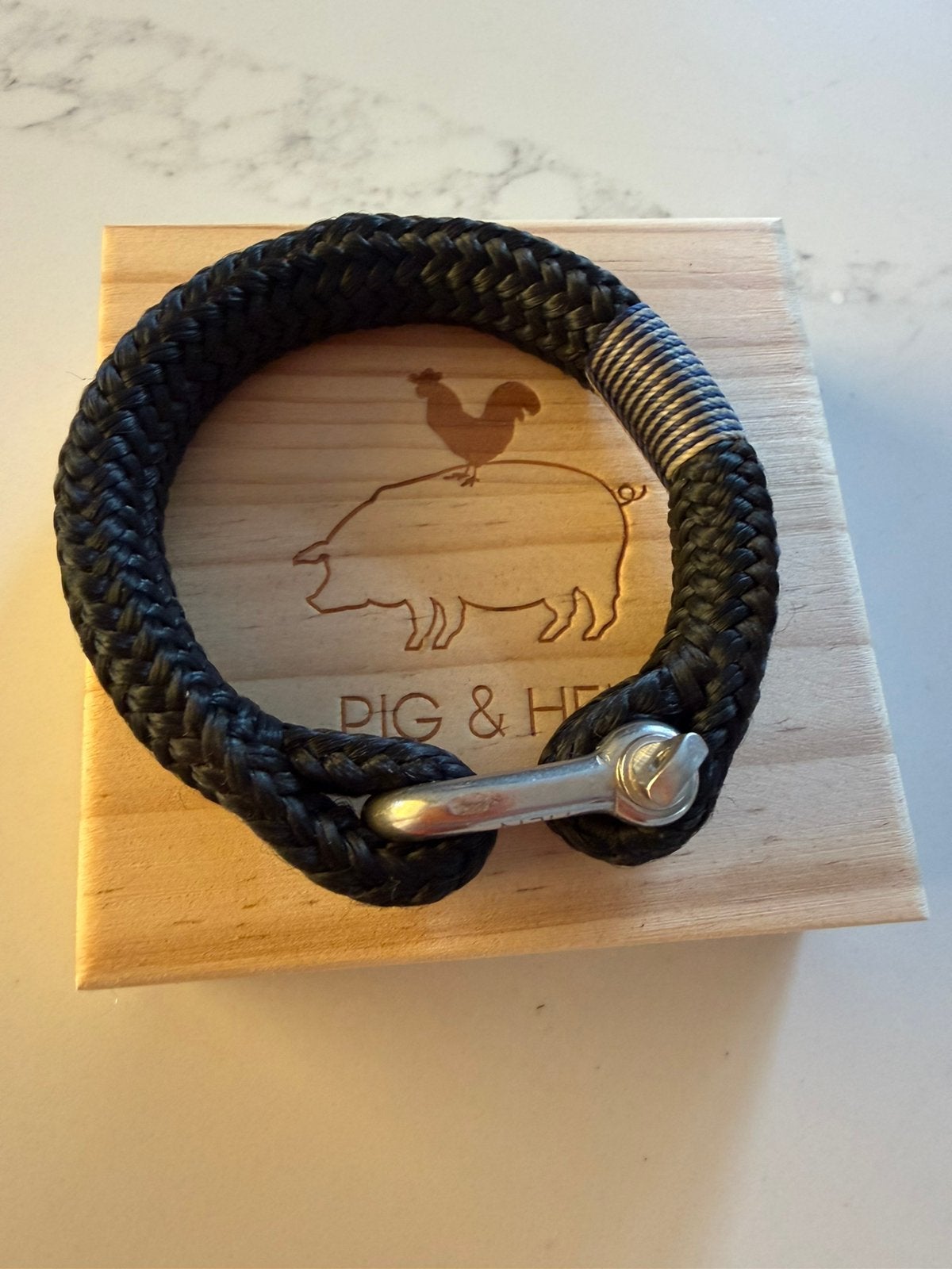Pig en Hen Gorgeous George heren armband maat L, Ophalen of Verzenden, Zo goed als nieuw, Zwart, Staal