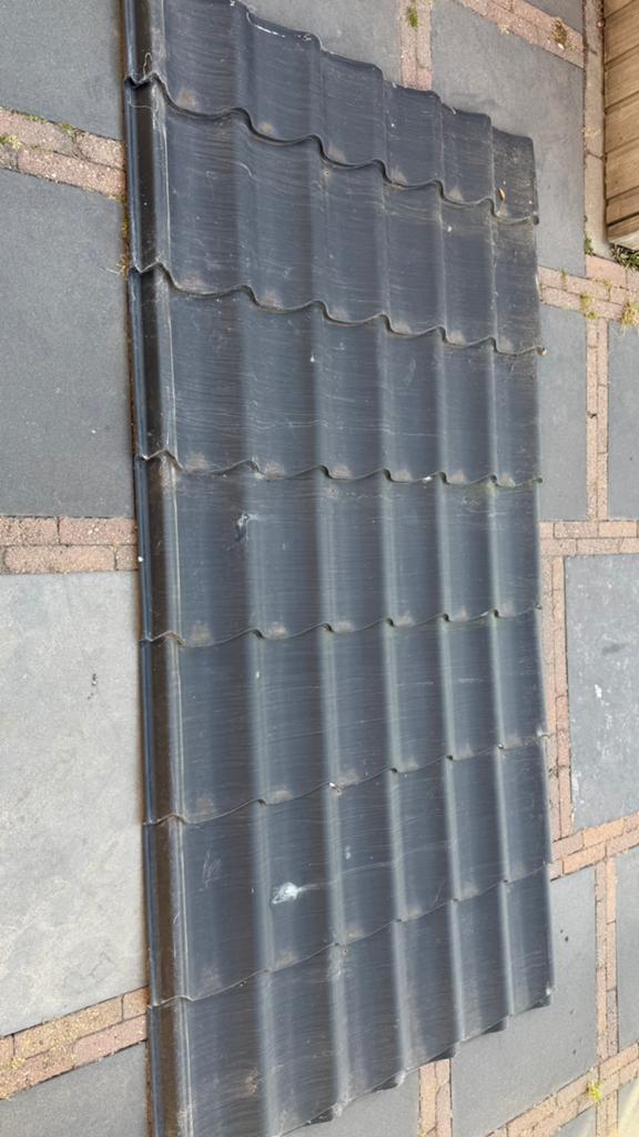 3x Stalen dakplaten antraciet gebruikte staat 230 x 120 cm, Gebruikt, 15 m² of meer, Metaal, Grijs