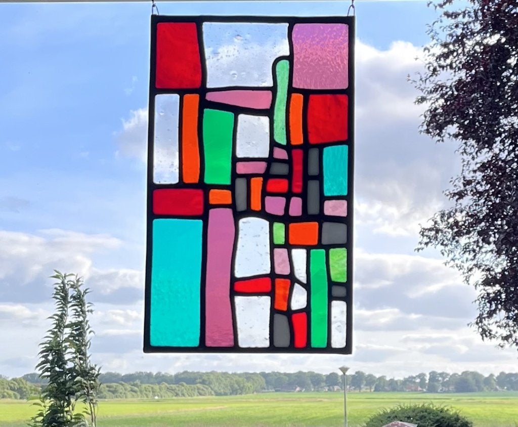Raamhanger voorzetraam raam glas in lood, Meerkleurig, Overige materialen, Overige stijlen, Nieuw