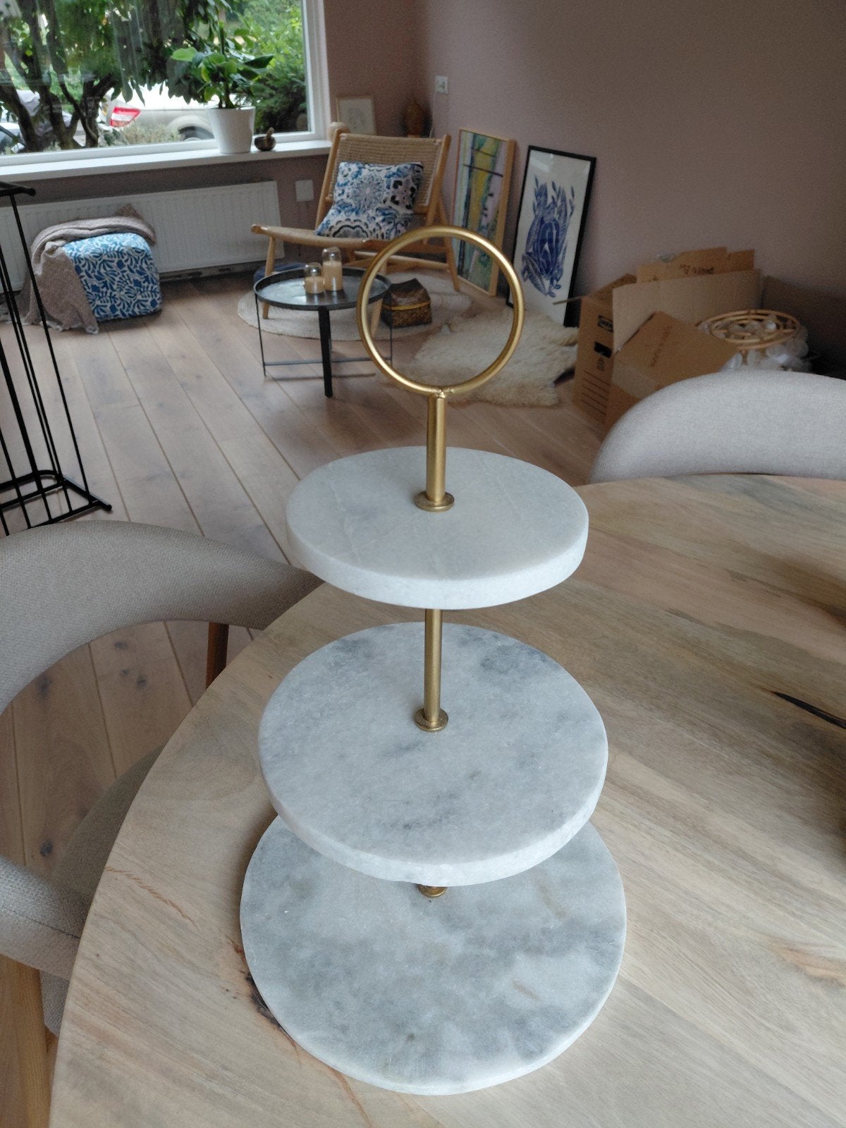 Marmeren etagère - 2 stuks, zware kwaliteit, Ophalen of Verzenden, Grijs, Composieten, Brocante