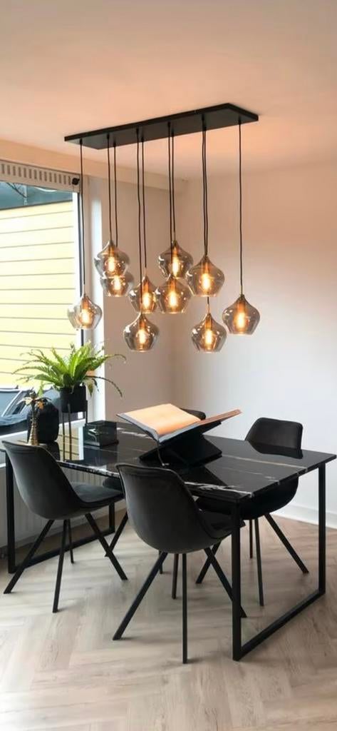 Moderne marmeren eettafel met 4 stoelen, Huis en Inrichting, Ophalen, Zo goed als nieuw, Metaal, Vier personen