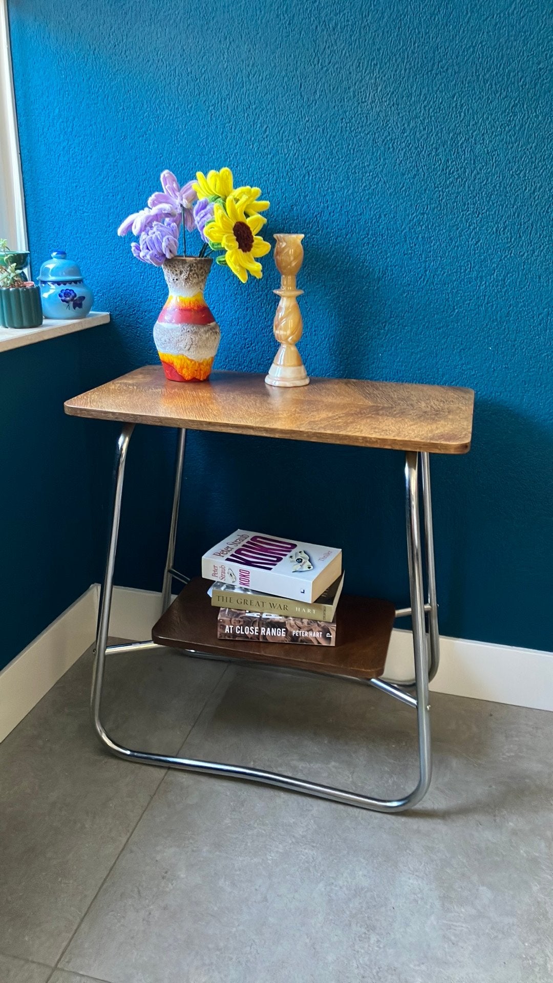 Vintage Retro bijzet tafel, Ophalen, 50 tot 100 cm, Overige materialen, Zo goed als nieuw