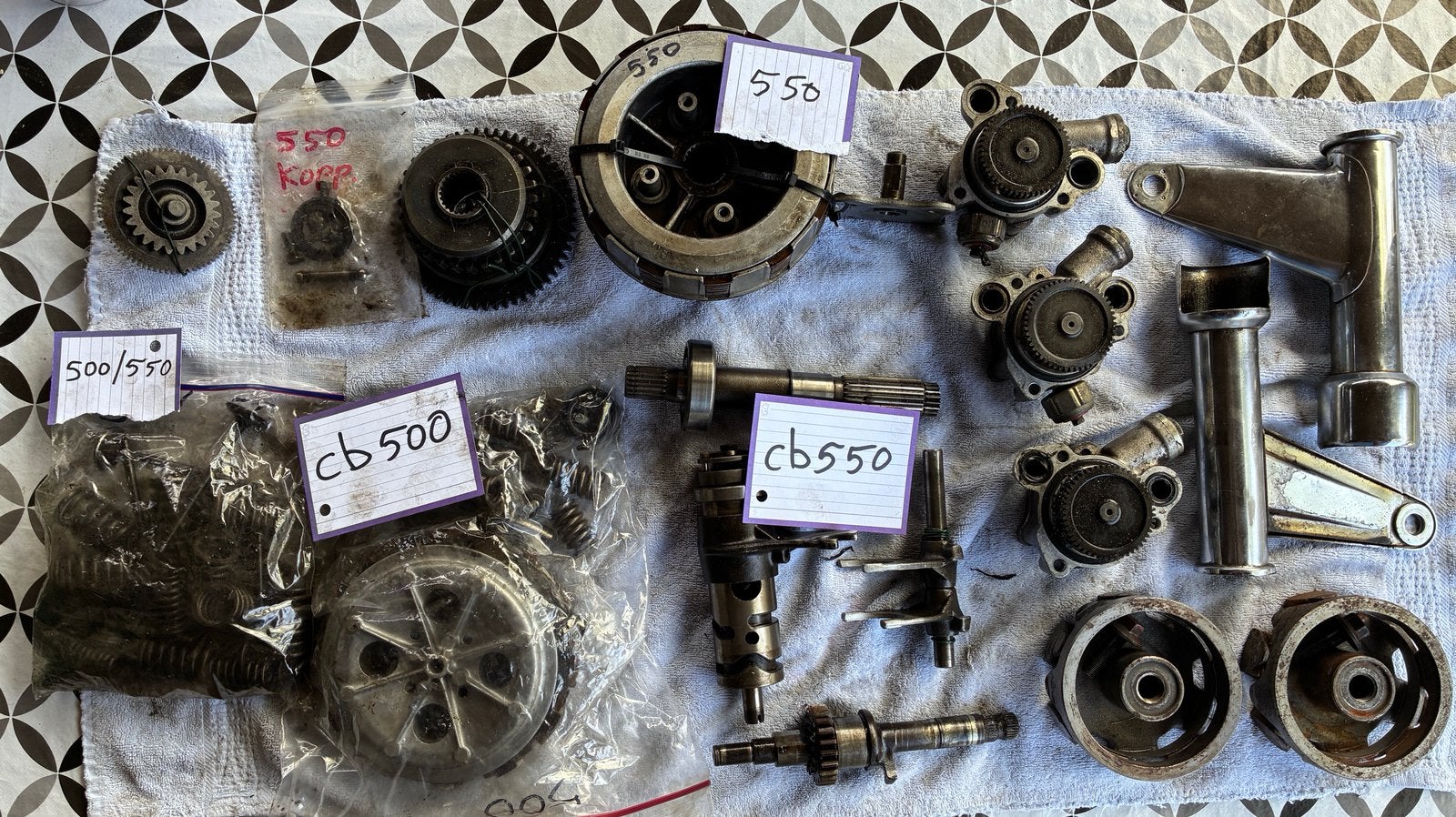 Veel CB550 Four blok onderdelen (jaren 70), Motoren, Ophalen of Verzenden, Gebruikt