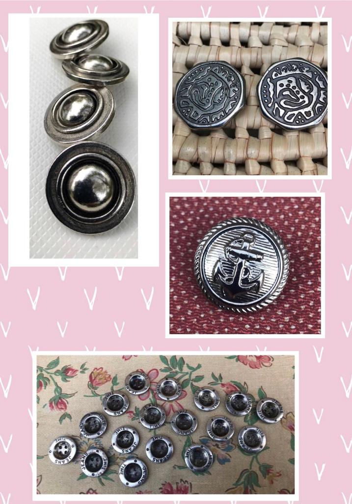 Zilverkleurige knopen - 4 verschillende sets - vintage, Hobby en Vrije tijd, Naaien en Fournituren, Ophalen of Verzenden, Zo goed als nieuw