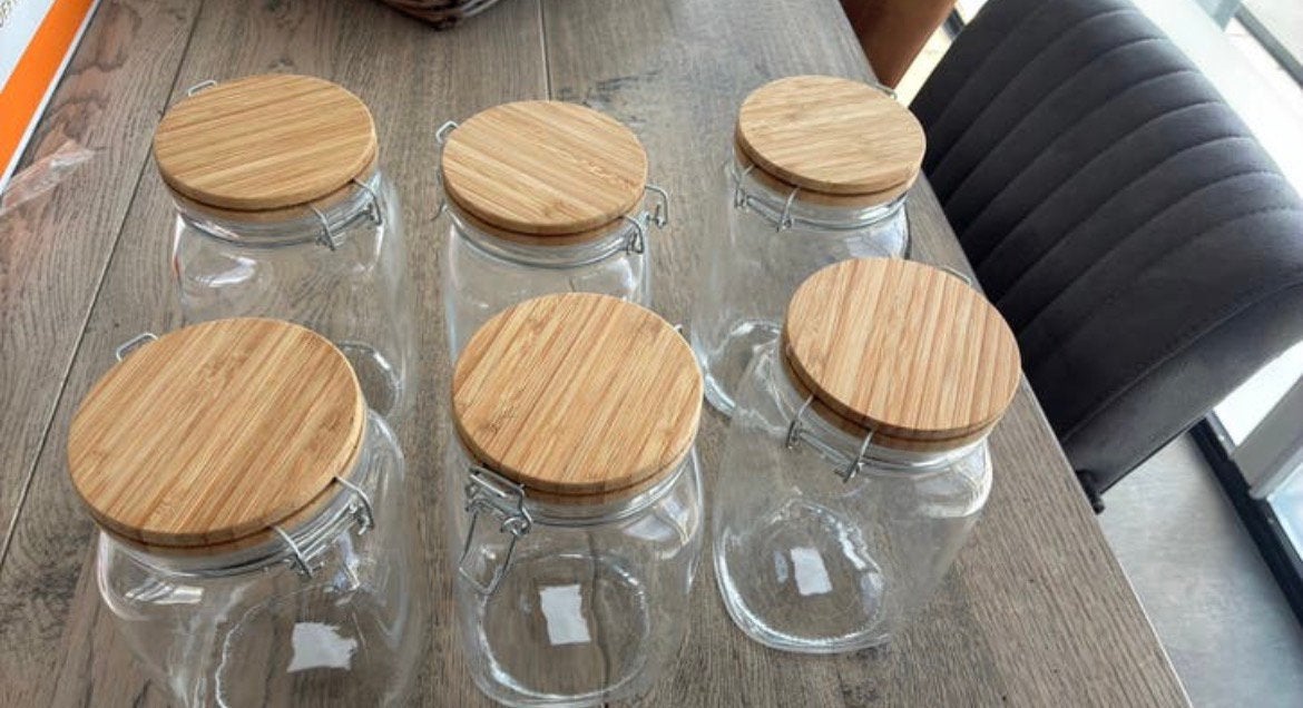 Set van 6 voorraadpotten Bloomingville, Ophalen of Verzenden, Nieuw, Glas, Pot, Bus of Blik