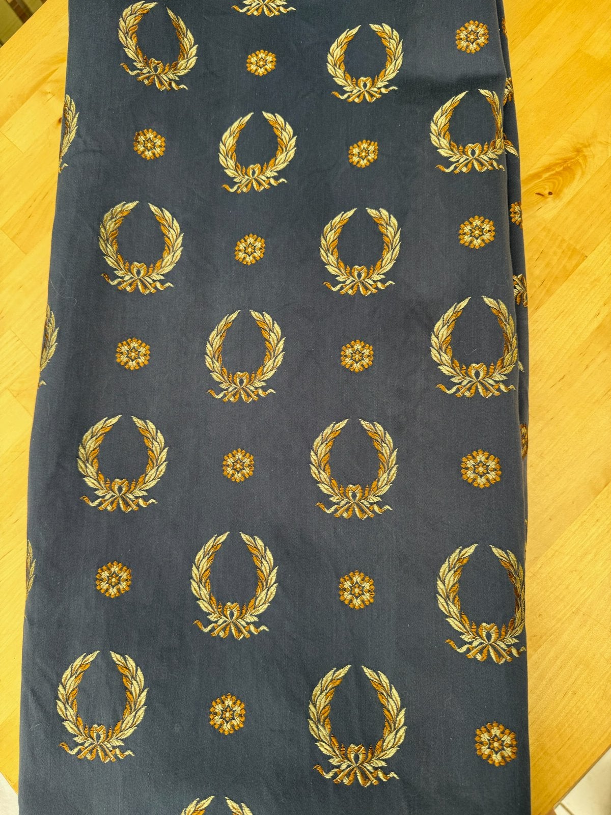 Blauwe Gordijnen met Gouden Lauwerkrans, Ophalen of Verzenden, Gebruikt, Blauw
