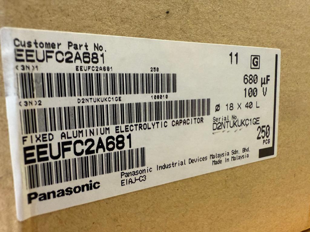 Elco 680uF 100V Radial Aluminum Electrolytic Capacitor, Pana, Pana drv, Verzenden, Rfq@panasonic.com