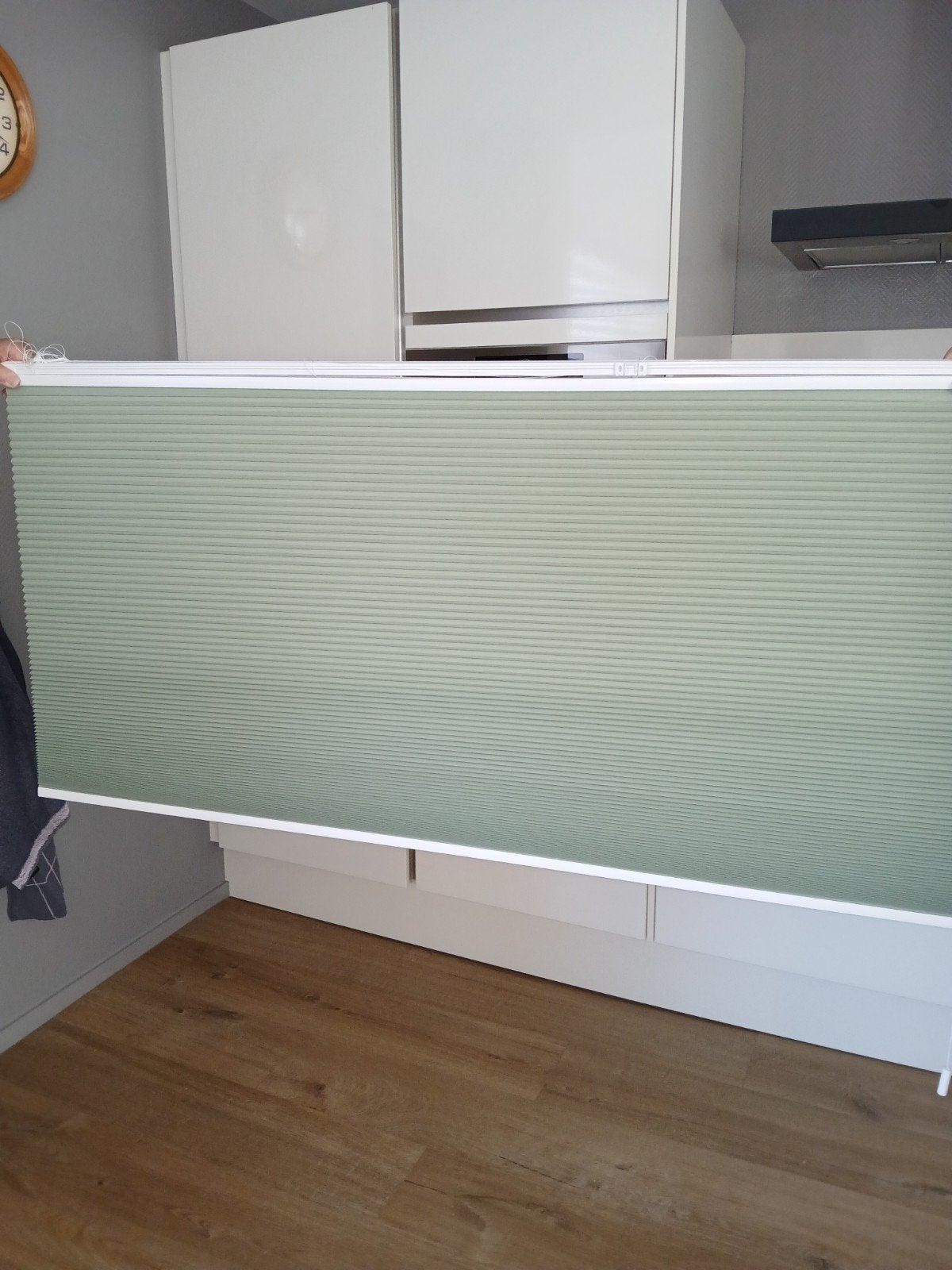 Zo goed als nieuw dubbel plissé gordijn Dana groen 142x191, Ophalen, 142 cm, 191 cm, Plisségordijn