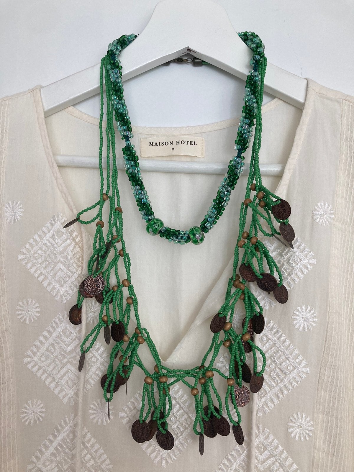 Prachtige Boho Ketting set van Vintage Jewellery Anna Zélie, Ophalen of Verzenden, Zo goed als nieuw, Groen, Overige materialen