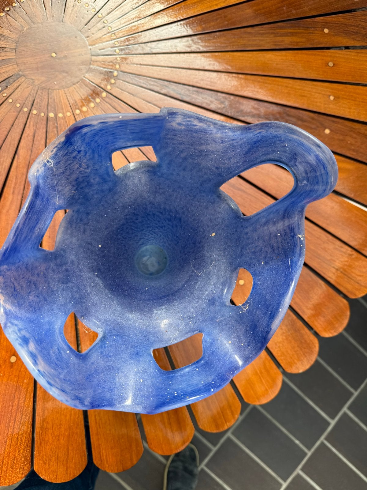 Blauwe Makora Krosno vaas, Ophalen, Matte afwerking, Glas