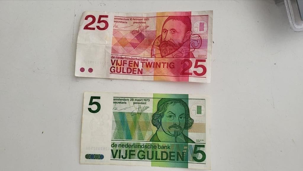 5 en 25 gulden biljet, Postzegels en Munten, Bankbiljetten | Nederland, Ophalen of Verzenden, 25 gulden, Setje