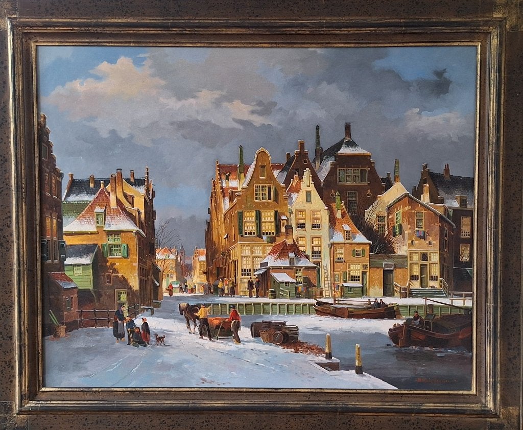 Schilderij Willem Heijkoop (1942), Antiek en Kunst, Doek, Ophalen of Verzenden, Olieverf, Klassiek