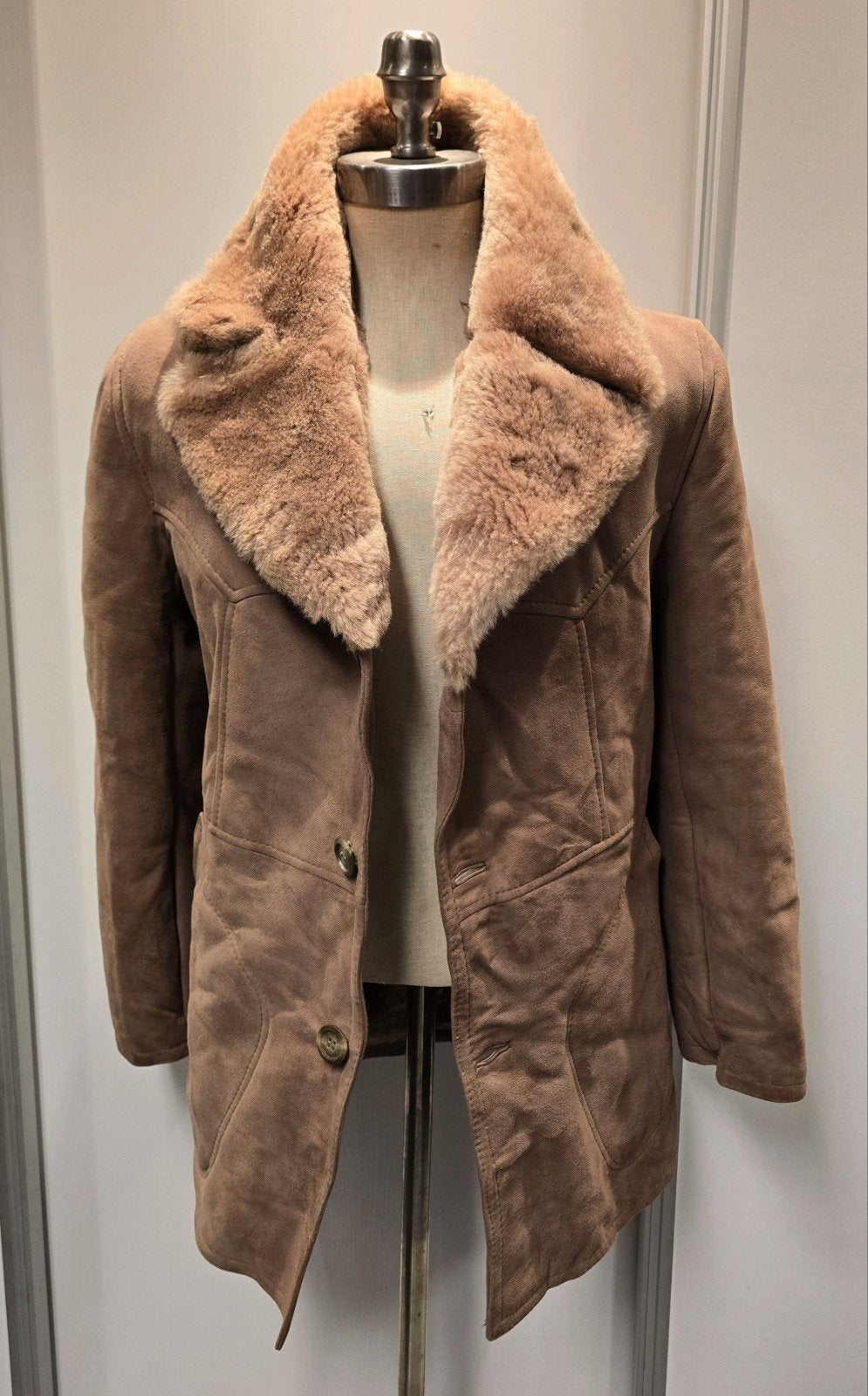Heren lammy coat - maat M - lamsleer en lamsvacht, Ophalen of Verzenden, Gedragen, Maat 48/50 (M), Bruin