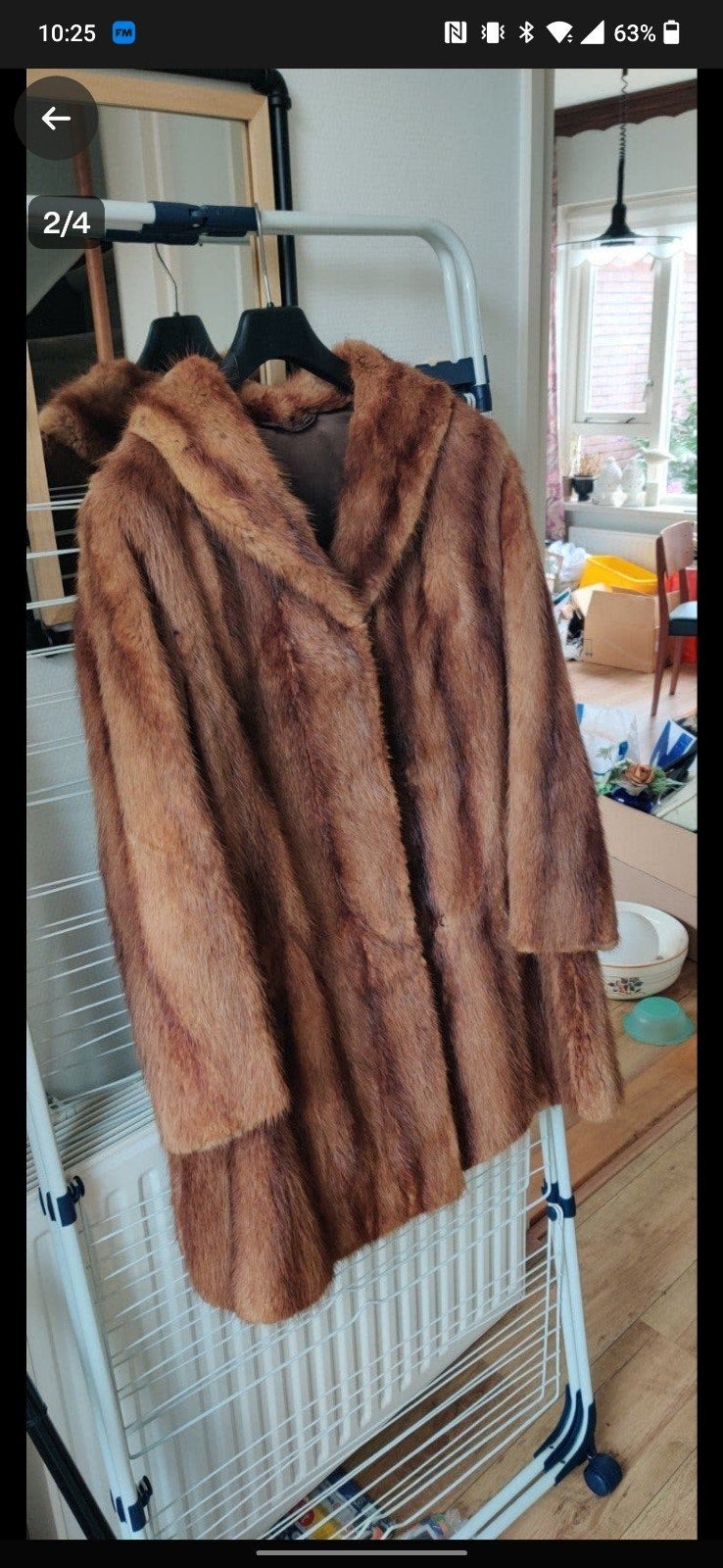 Vintage Bontjas A. en T. de Jong Heerenveen, Maat 38/40 (M), Bruin, Ophalen of Verzenden, Zo goed als nieuw