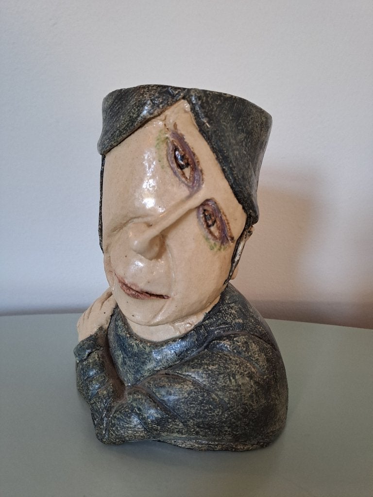 keramiek beeld van een hoofd, Ophalen, Beeld, Handgemaakt, Steen/keramiek