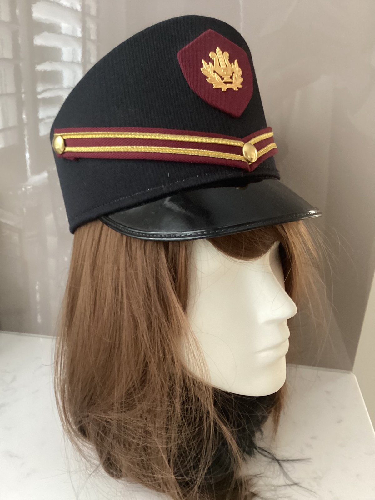Kolbak, fanfare pet, zwart met bordeaux rode rand, Ophalen of Verzenden, Zo goed als nieuw, Overige maten, Accessoires