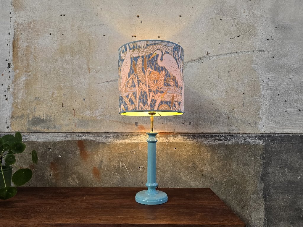 Mid Century Design Tafellamp | Vintage Lamp Nieuwe Kap Blauw, Blauw, Gebruikt, Vintage, Met schakelaar