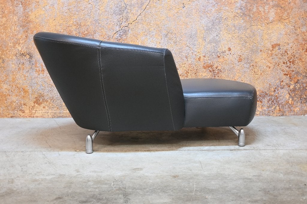 ZGANieuw grijze leren Leolux Pupilla design chaise longue, Leolux, Minder dan 75 cm, Ophalen of Verzenden, Zo goed als nieuw