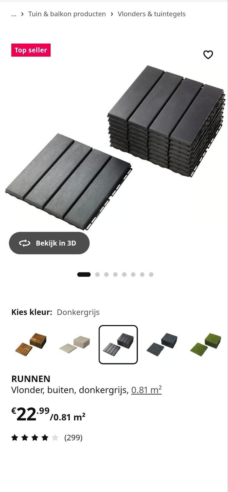 26x IKEA Runnen vlondertegels donkergrijs (gebruikt), Ophalen, Gebruikt
