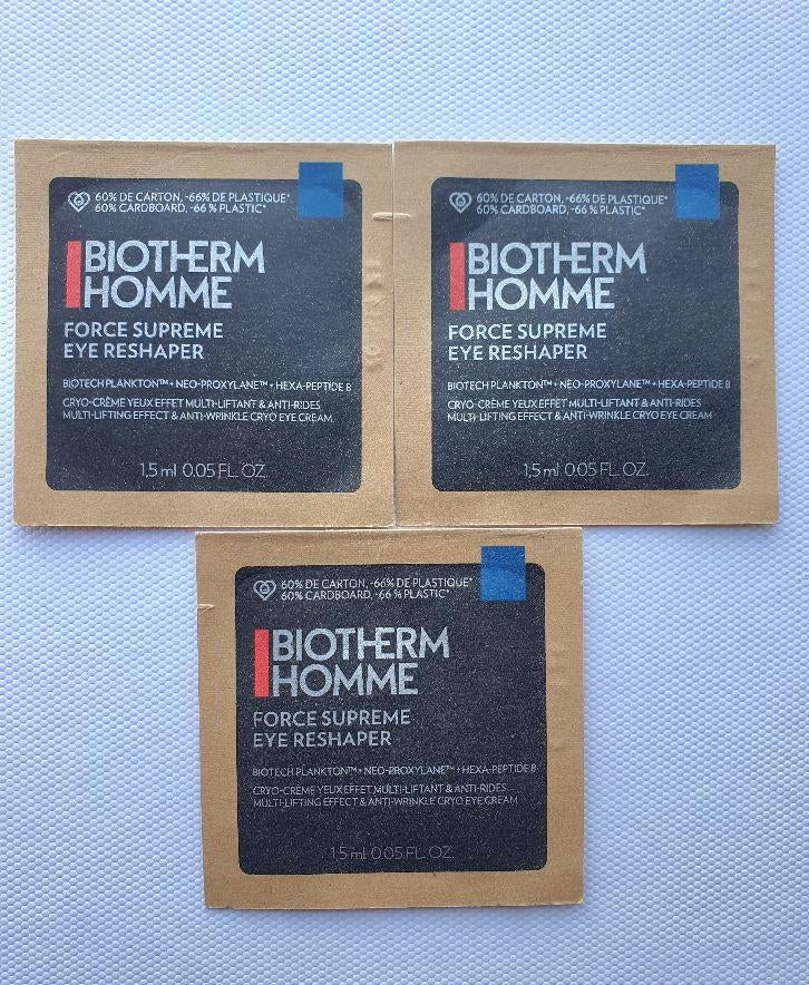 Biotherm Homme 3 nieuwe samples Force Supreme eye reshaper, Verzenden, Nieuw, Ogen, Verzorging