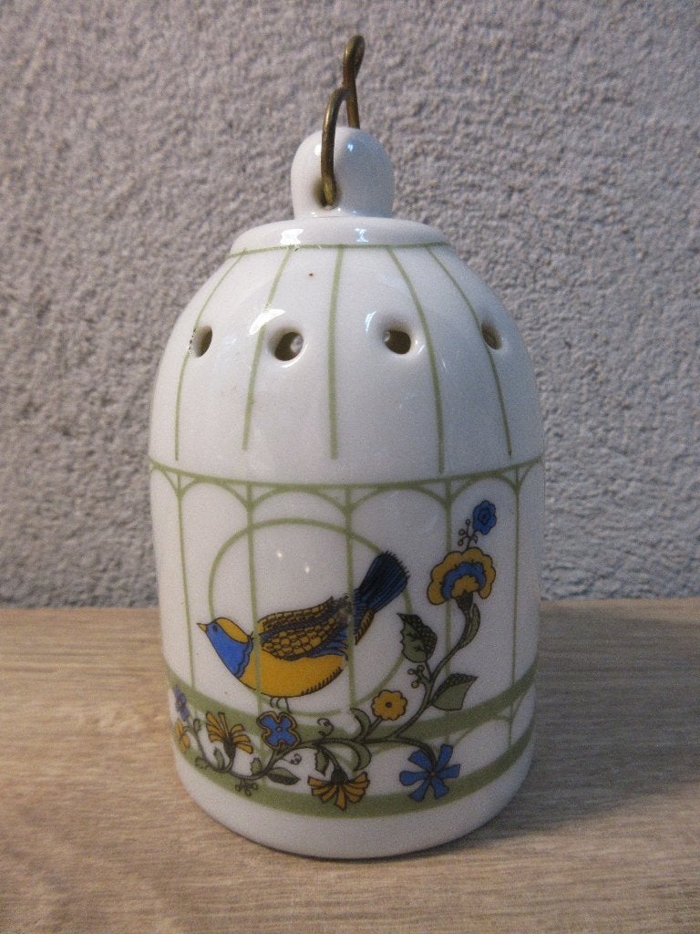 Vintage porseleinen vogelkooi potpourri zakjeshouder, Huis en Inrichting, Woonaccessoires | Overige, Ophalen of Verzenden, Gebruikt
