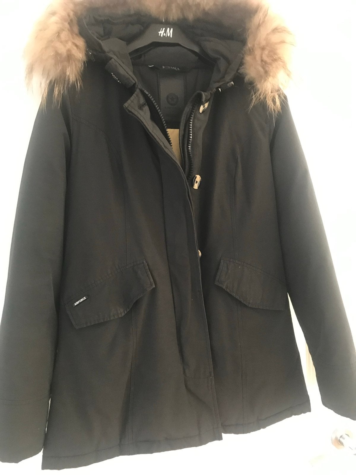 Airforce winterjas met bontkraag - Maat XS, Kleding | Dames, Ophalen of Verzenden, Gedragen, Maat 36 (S), Zwart