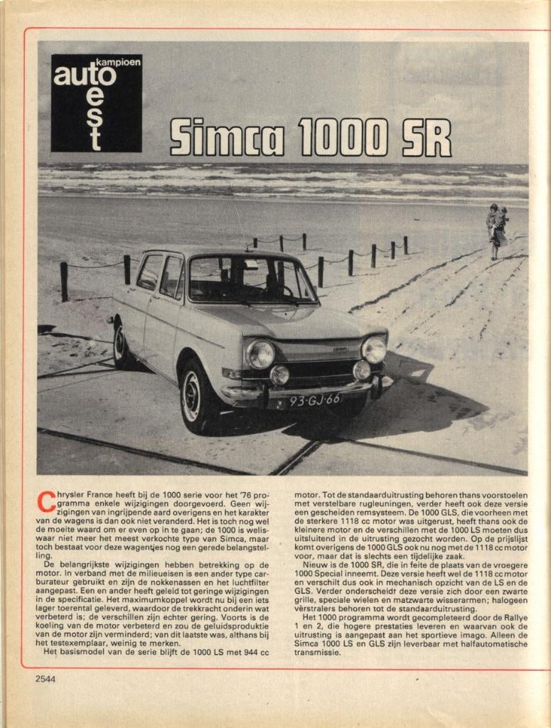Autokampioen test Simca 1000 SR November 1975, Ophalen of Verzenden, Gelezen, Overige merken