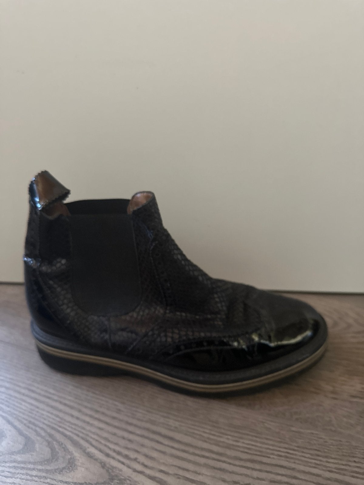 Pertini Chelsea boots zwart leer met slangenprint 38, Zwart, Lage of Enkellaarzen, Ophalen of Verzenden, Zo goed als nieuw
