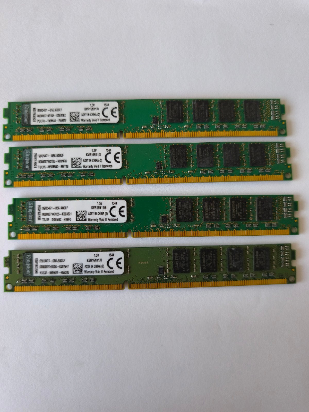 Kingston 4x 8GB (32GB) DDR3 1600MHz RAM geheugen – KVR16N11/, Computers en Software, Gebruikt, 8 GB, DDR3, Ophalen of Verzenden