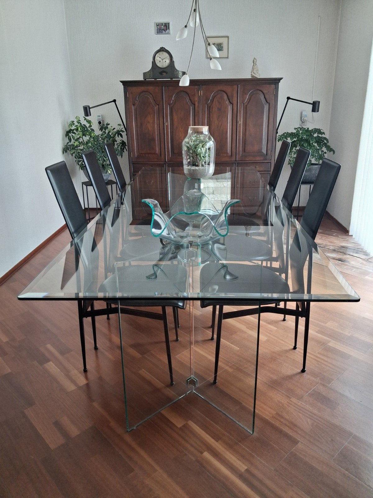 Glazen eetkamertafel 250x100 cm - Zo goed als nieuw, Huis en Inrichting, Tafels | Eettafels, Ophalen, 100 tot 150 cm, 200 cm of meer
