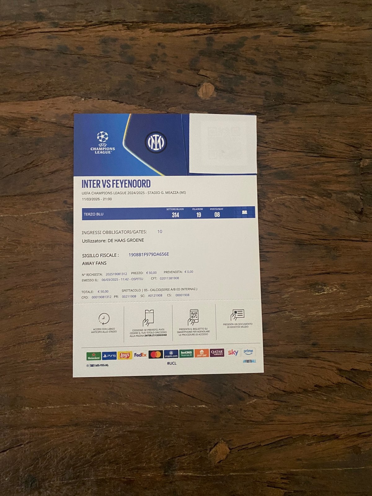 Kaartje Feyenoord, Verzenden, Zo goed als nieuw
