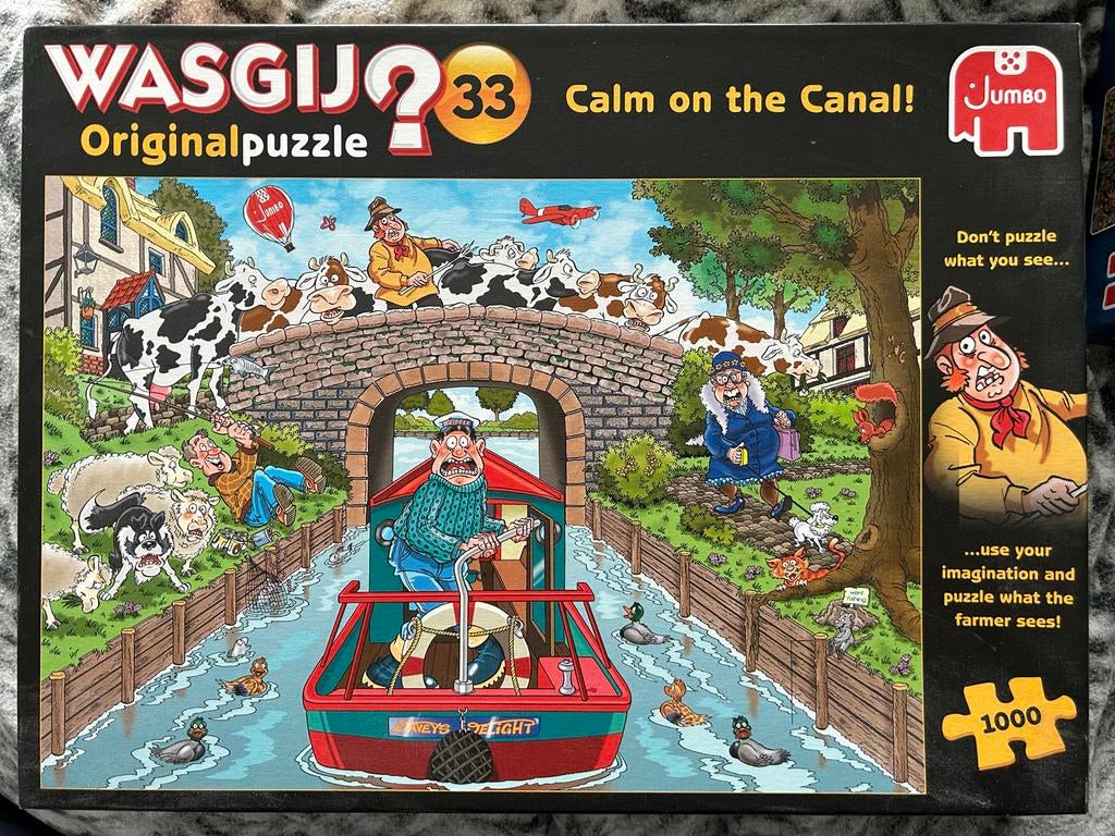 Wasgij Original 33: Calm on the Canal! Legpuzzel 1000 stukje, Ophalen of Verzenden, 500 t/m 1500 stukjes, Zo goed als nieuw, Legpuzzel